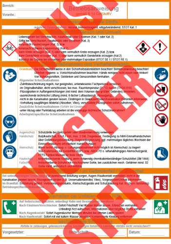 Ausfüllbare Betriebsanweisung Gefahrstoffe giftig / krebserzeugend