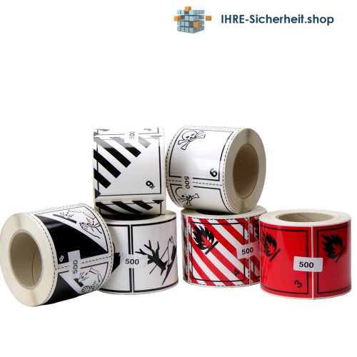 Gefahrzettel, 100 x 100 mm, PE-Folie, selbstklebend